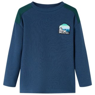 Bluza dziecięca o fakturze wafla, nadruk krajobrazu, granatowa, 116 Lumarko!