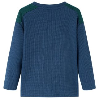 Bluza dziecięca o fakturze wafla, nadruk krajobrazu, granatowa, 140 Lumarko!