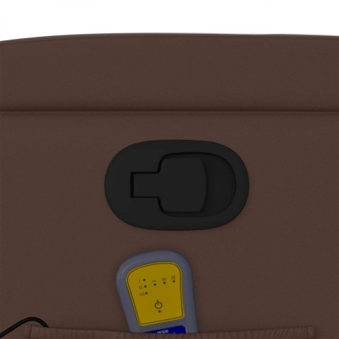 Rozkładany fotel masujący, brązowy, obity sztuczną skórą Lumarko!