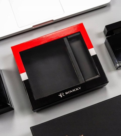 Zestaw prezentowy: skórzany portfel męski i brelok - Rovicky Lumarko!