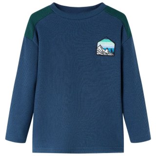 Bluza dziecięca o fakturze wafla, nadruk krajobrazu, granatowa, 128 Lumarko!