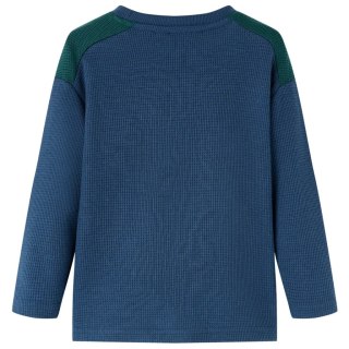 Bluza dziecięca o fakturze wafla, nadruk krajobrazu, granatowa, 128 Lumarko!