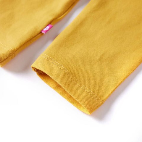 Koszulka dziecięca z długimi rękawami, z ptaszkiem, ciemna ochra, 116 Lumarko!