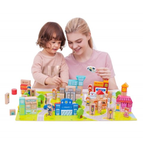 Drewniane Klocki Zbuduj Miasto 120 Elementów Lumarko!