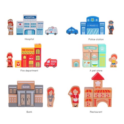 Drewniane Klocki Zbuduj Miasto 120 Elementów Lumarko!