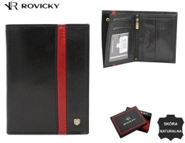 Duży, skórzany portfel męski z systemem RFID bez zapięcia zewnętrznego - Rovicky Lumarko!