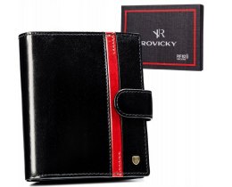 Duży, skórzany portfel męski z systemem RFID zapinany na zatrzask - Rovicky Lumarko!