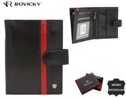 Duży, skórzany portfel męski z systemem RFID zapinany na zatrzask - Rovicky Lumarko!