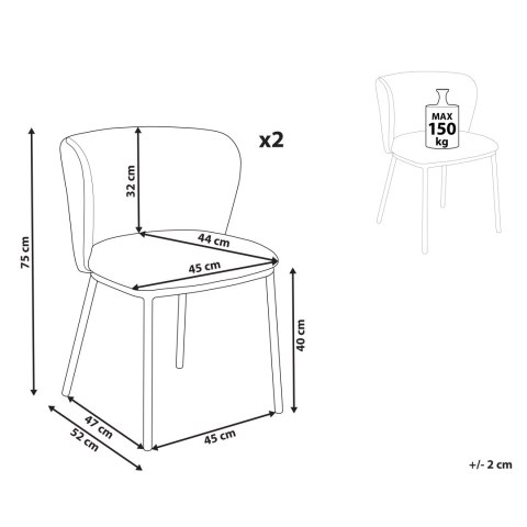Zestaw 2 krzeseł do jadalni boucle szare MINA