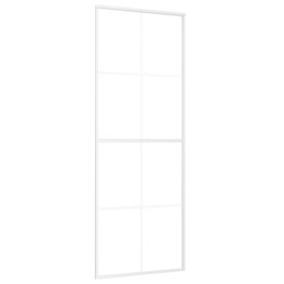 Drzwi przesuwne, matowe szkło ESG i aluminium, 76x205 cm, białe Lumarko!