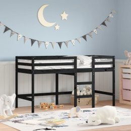 Rama łóżka dla dzieci z drabinką, czarna, 90x200 cm, lita sosna Lumarko!