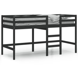 Rama łóżka dla dzieci z drabinką, czarna, 90x200 cm, lita sosna Lumarko!