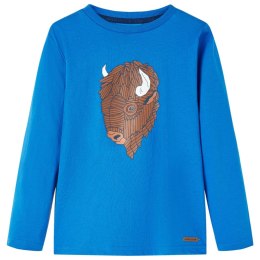 Koszulka dziecięca z długimi rękawami, bizon, kobaltowoniebieska, 140 Lumarko! Lumarko! 