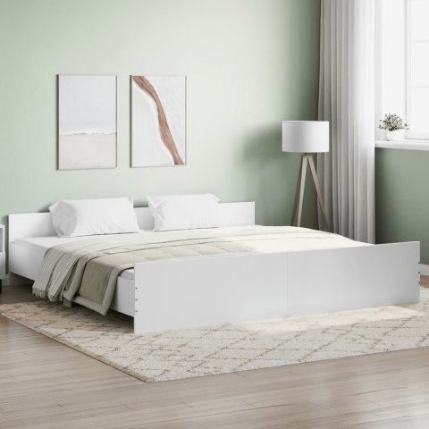 Rama łóżka z wezgłowiem i zanóżkiem, biała, 200x200 cm Lumarko!