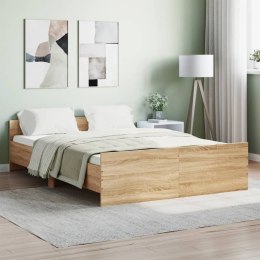 Rama łóżka z wezgłowiem i zanóżkiem, dąb sonoma, 140x190 cm Lumarko!