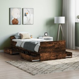 Rama łóżka z wezgłowiem i zanóżkiem, przydymiony dąb, 75x190 cm Lumarko!