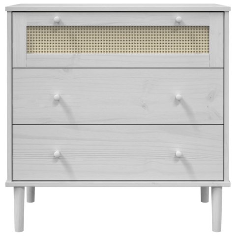 VidaXL Komoda SENJA, imitacja rattanu, biała, 80x40x80 cm, sosna