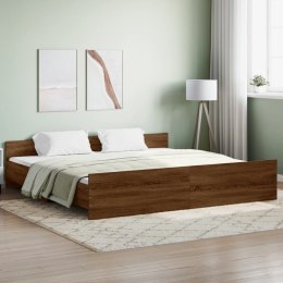 Rama łóżka z wezgłowiem i zanóżkiem, brązowy dąb, 200x200 cm Lumarko!