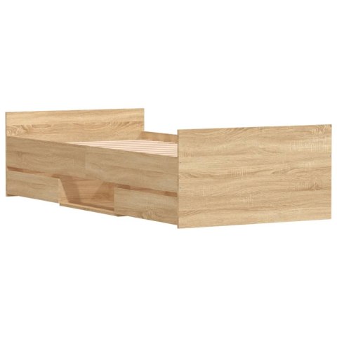 Rama łóżka z wezgłowiem i zanóżkiem, dąb sonoma, 100x200 cm Lumarko!