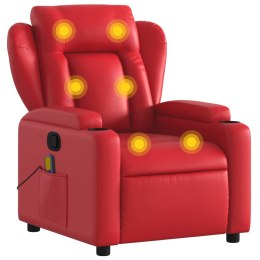 Rozkładany fotel masujący, czerwony, sztuczna skóra Lumarko!