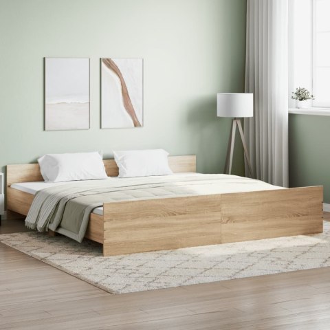 Rama łóżka z wezgłowiem i zanóżkiem, dąb sonoma, 200x200 cm Lumarko!