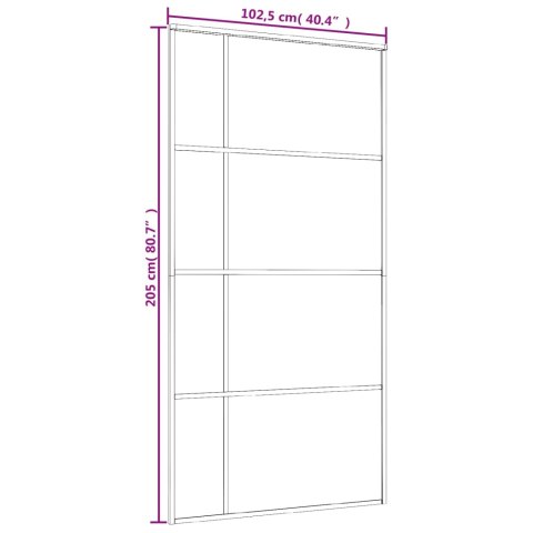Drzwi przesuwne, szkło ESG i aluminium, 102,5x205 cm, czarne Lumarko!