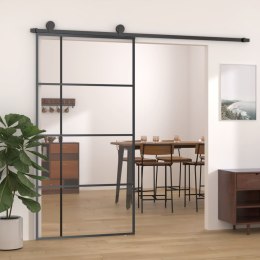 Drzwi przesuwne, szkło ESG i aluminium, 102,5x205 cm, czarne Lumarko!