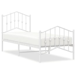 Metalowa rama łóżka z wezgłowiem i zanóżkiem, biała, 75x190 cm Lumarko!