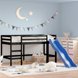 Rama łóżka dla dzieci ze zjeżdżalnią, czarna 80x200 cm, sosnowa Lumarko!