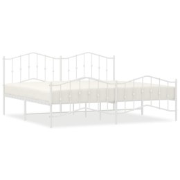 Metalowa rama łóżka z wezgłowiem i zanóżkiem, biała, 193x203 cm Lumarko!