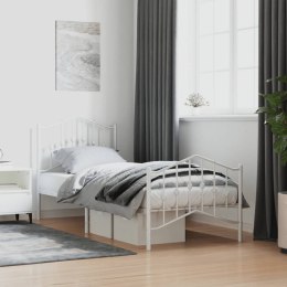 Metalowa rama łóżka z wezgłowiem i zanóżkiem, biała, 90x190 cm Lumarko!