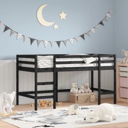 Rama łóżka dla dzieci z drabinką, czarna, 90x190 cm, lita sosna Lumarko!
