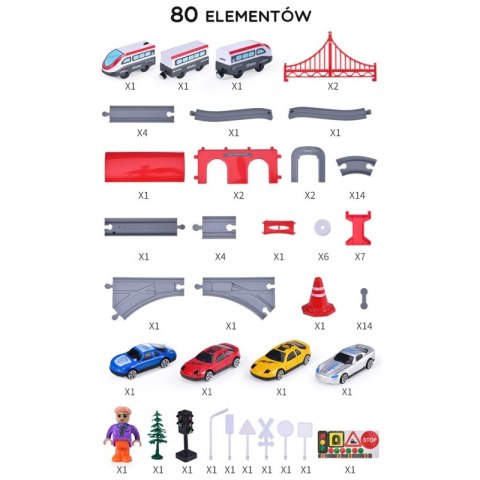 WOOPIE Kolejka Elektryczna Tor Most Tunel 80 el.  Lumarko!