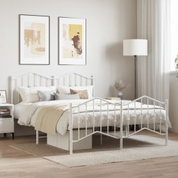 Metalowa rama łóżka z wezgłowiem i zanóżkiem, biała, 150x200 cm Lumarko!