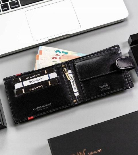 Skórzany portfel męski z systemem RFID - Rovicky Lumarko! Lumarko!