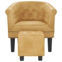 Fotel z podnóżkiem, złoty, sztuczna skóra Lumarko!