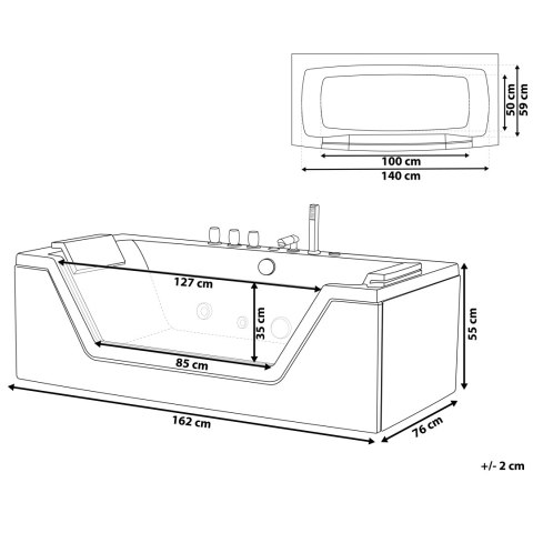 Wanna LED z hydromasażem 162 cm biała SAMANA
