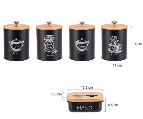 ZESTAW 4 POJEMNIKÓW KUCHENNYCH I MASELNICZKA E-6055 Lumarko!