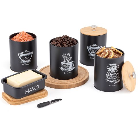 ZESTAW 4 POJEMNIKÓW KUCHENNYCH I MASELNICZKA E-6055 Lumarko!