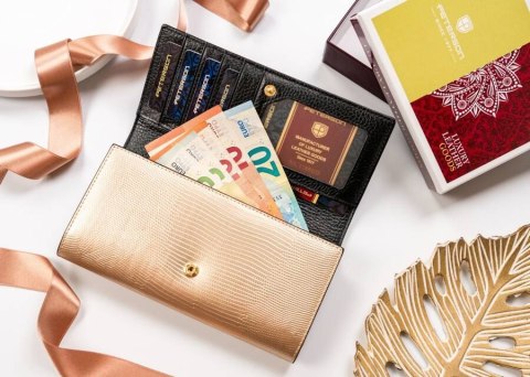 Duży, skórzany portfel damski na bigiel i zatrzask - Peterson Lumarko! Lumarko!