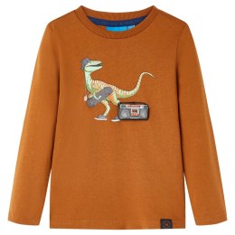 Koszulka dziecięca z długimi rękawami, nadruk dinozaura, koniak, 140 Lumarko! Lumarko! 