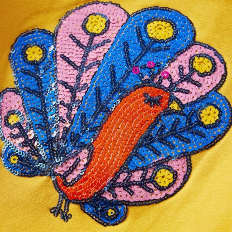 Bluza dziecięca z cekinowym pawiem, ciemna ochra, 104 Lumarko! Lumarko! 