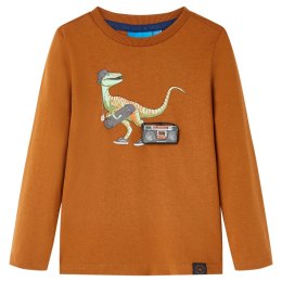 Koszulka dziecięca z długimi rękawami, nadruk dinozaura, koniak, 92 Lumarko! Lumarko! 
