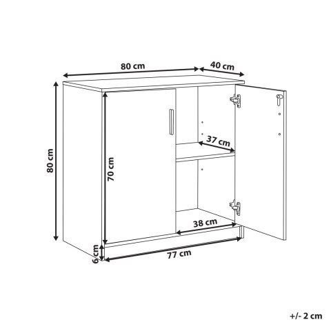 Szafka biurowa dwudrzwiowa 80 cm jasne drewno z czarnym ZEHNA