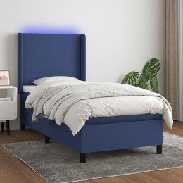 Łóżko kontynentalne z materacem, niebieskie, 90x200 cm, tkanina Lumarko!