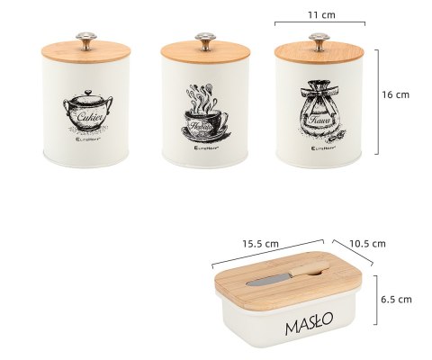 Zestaw 3 Pojemników Kuchennych I Maselniczka E-6058 Lumarko!