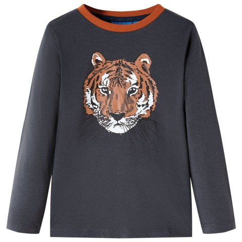 Koszulka dziecięca z długimi rękawami, z tygrysem, antracytowa, 104 Lumarko! Lumarko! 
