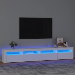 Szafka pod TV z oświetleniem LED, biała, 240x35x40 cm Lumarko!