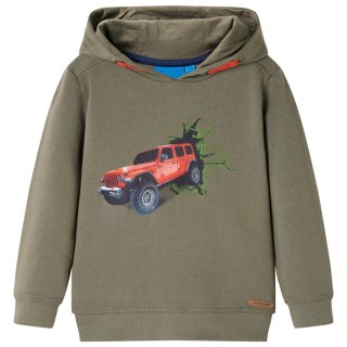 Bluza dziecięca z kapturem, z nadrukiem terenówki, khaki, 104 Lumarko! Lumarko! 