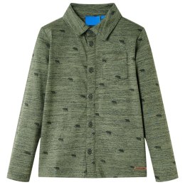 Koszula dziecięca ze wzorem w zwierzątka, khaki melanż, 128 Lumarko! 